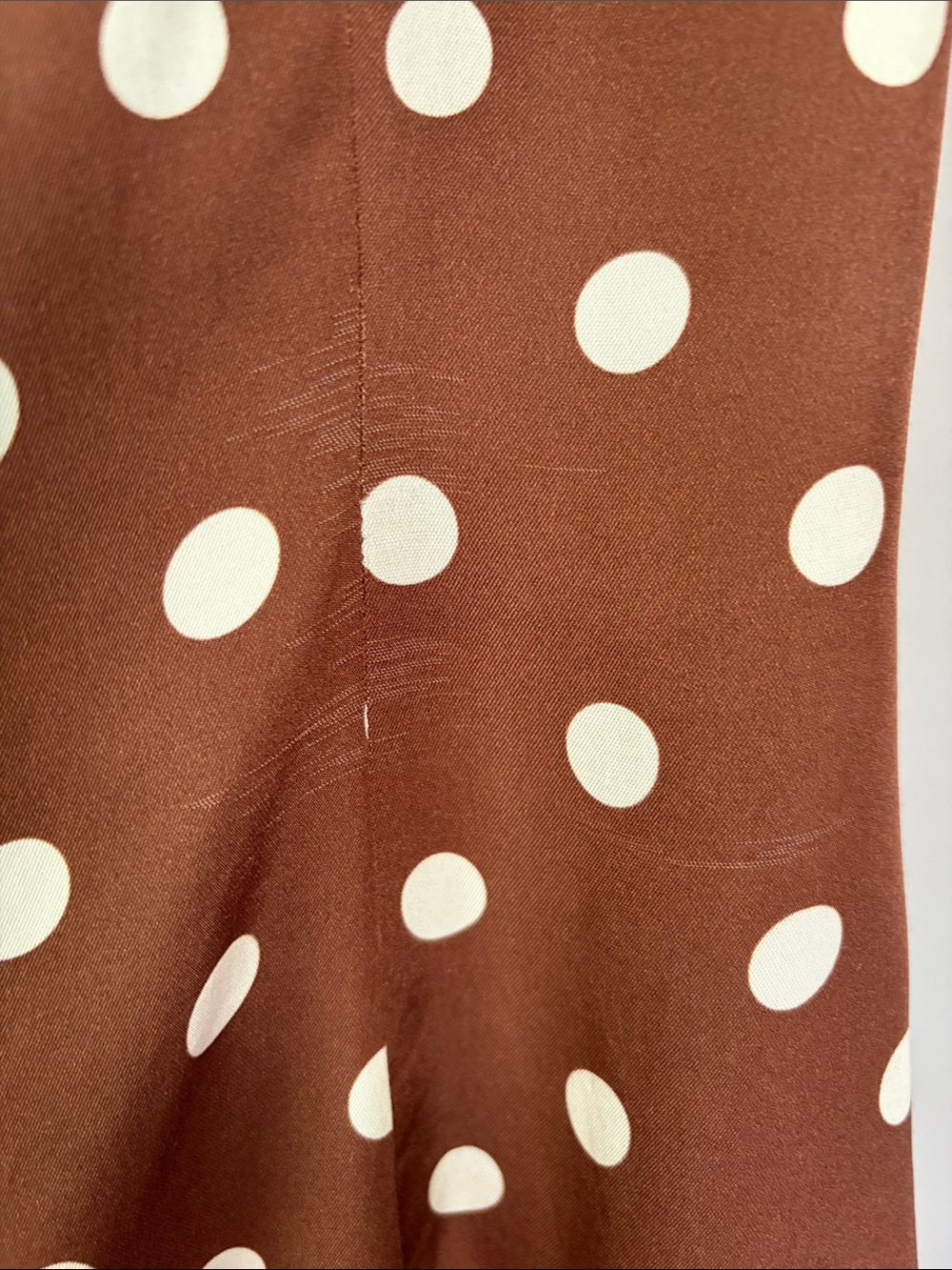 Doen Melina Dress Georgine Dot Small Brown Ivory Polka Dot Silk Retro Cottage - Picture 14 of 14